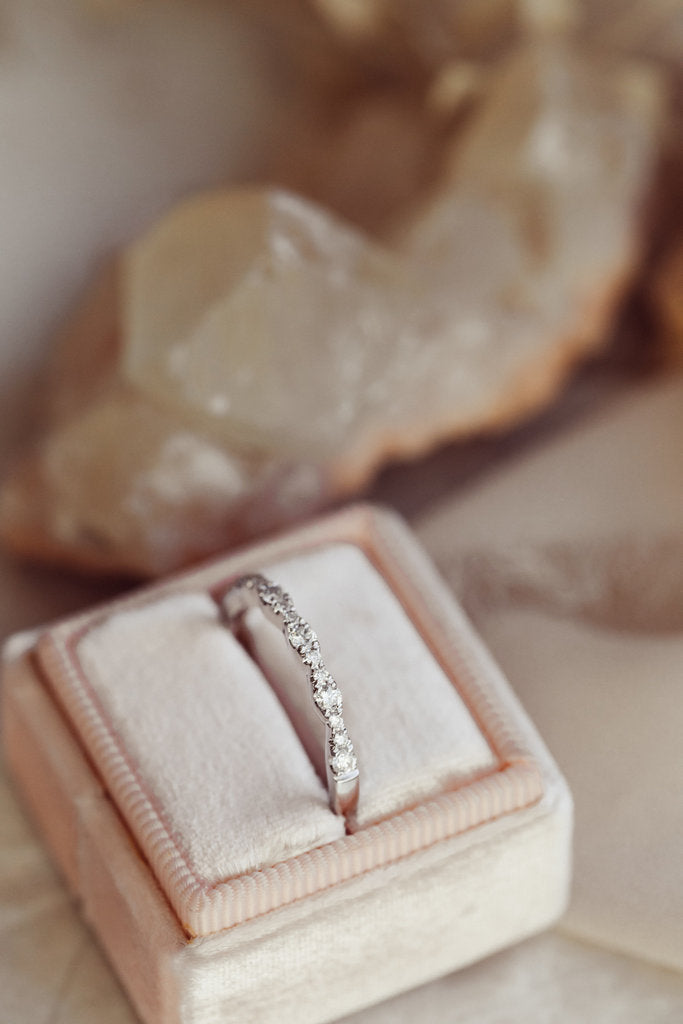 Solid Gold Pave Wave Pattern Diamond Band
