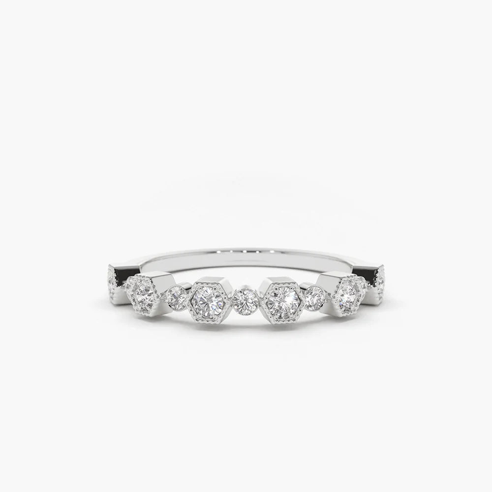 Solid Gold Unique Diamond Anniversary Ring