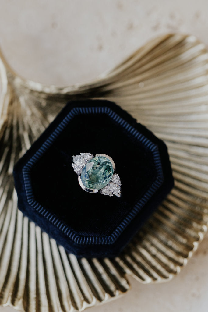 Solid Gold 2.85 ct Oval Green Tourmaline Ring