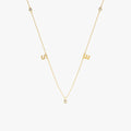 Solid Gold Initials & Diamonds Station Necklace (D96B05)