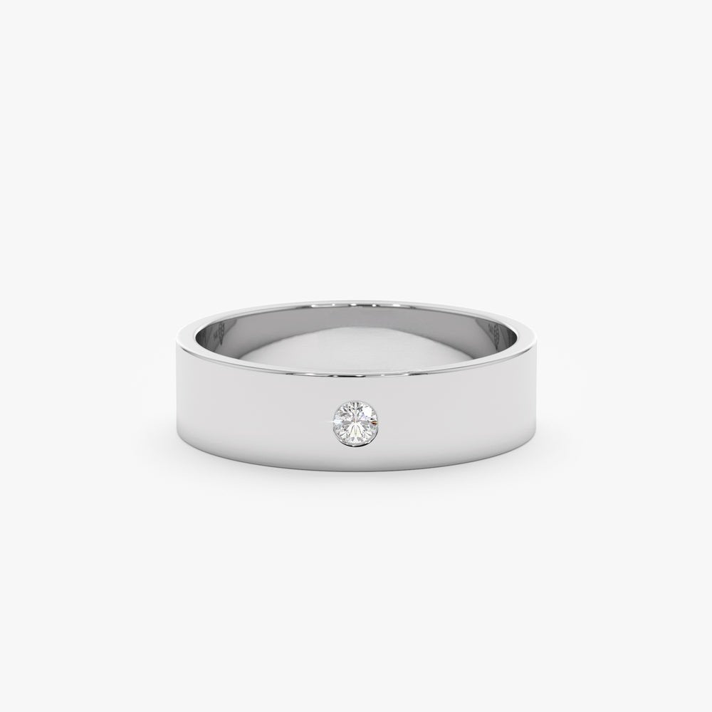 Solid Gold Solitaire Diamond Wedding Band