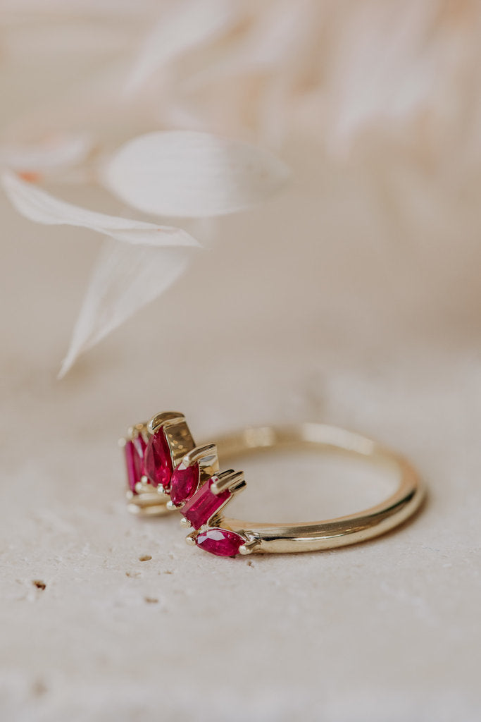 Solid Gold The Flora Ruby Tracer Band