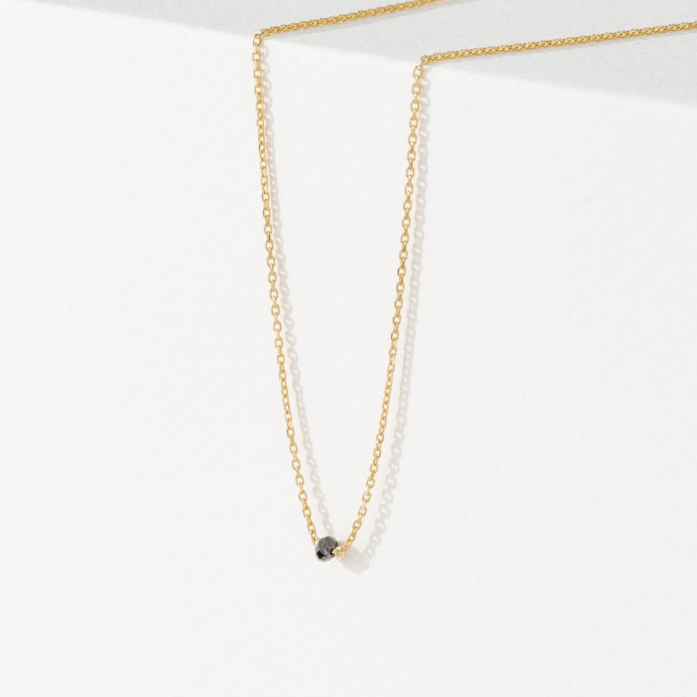 Solid Gold Single Black Diamond Necklace (F7ECC2)