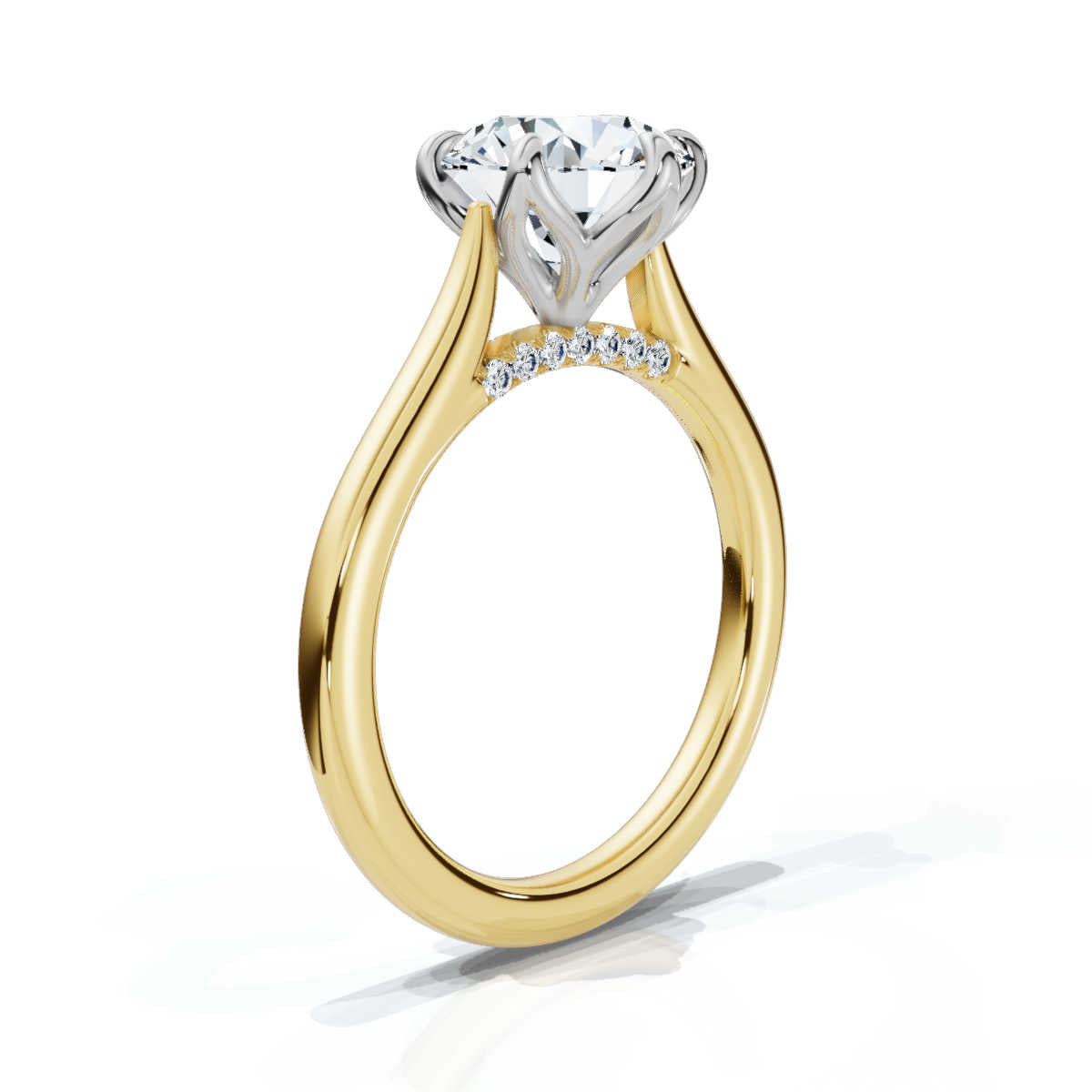 Solid Gold 2 CT Tulip Lab Grown Diamond Engagement Ring