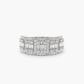 Solid Gold Baguette and Round Halo Diamond Ring