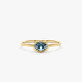 Solid Gold Oval Blue Topaz Ring (308B9F)