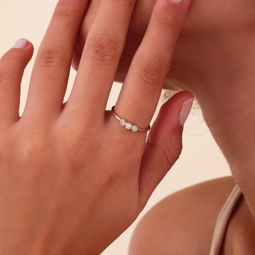 Solid Gold Triple Bezel Diamond Ring (69E114)