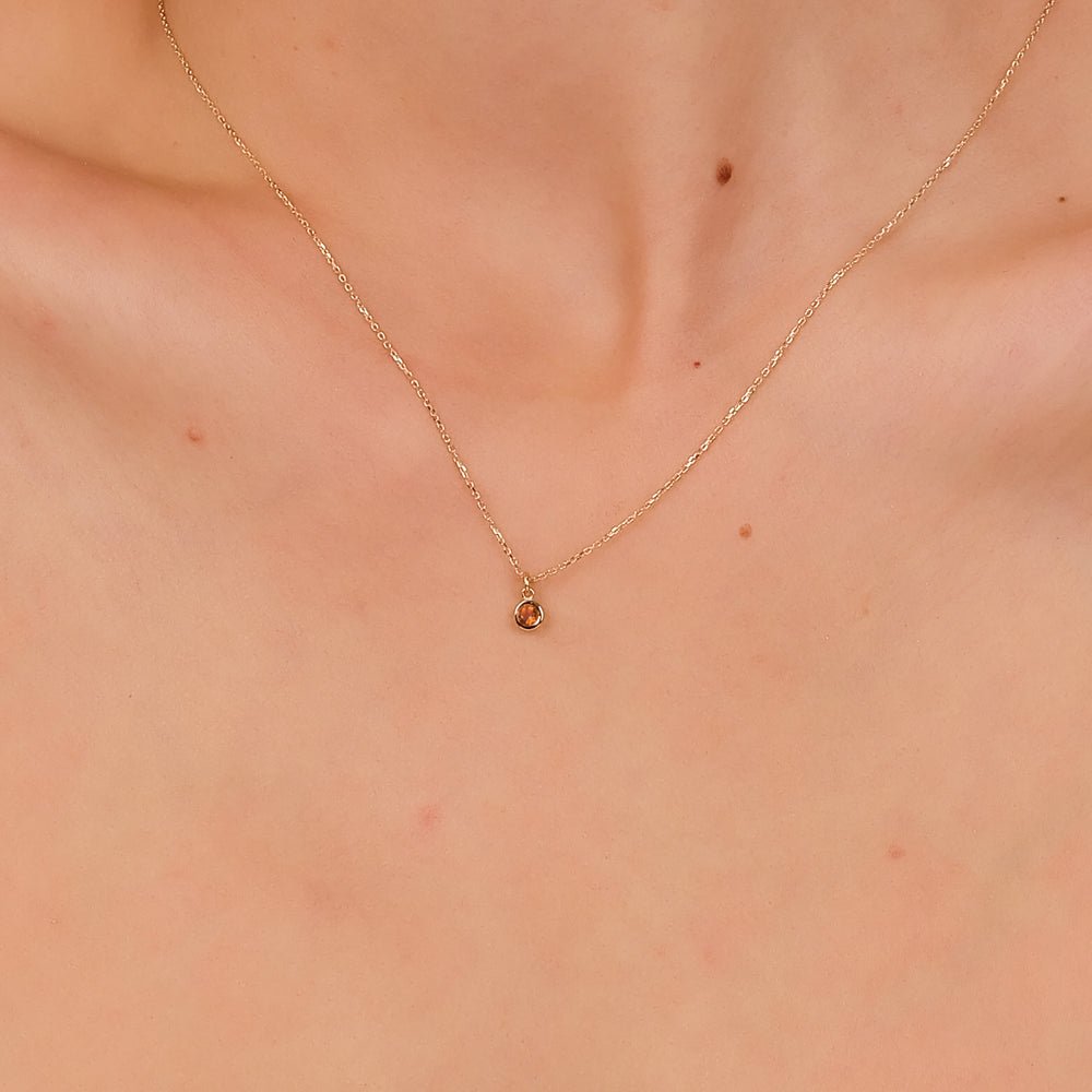Solid Gold Solitaire Citrine Pendant Necklace (917578)