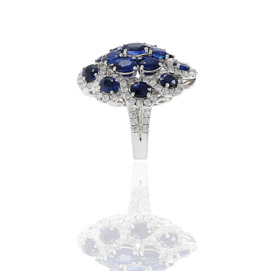 Solid Gold Sapphire And Diamond Cocktail Ring