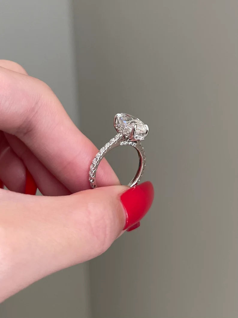 Solid Gold 4 Carat Marquise Cut Moissanite Engagement Ring (29C337)