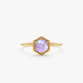 Solid Gold Hexagon Moonstone Ring (4F96C8)