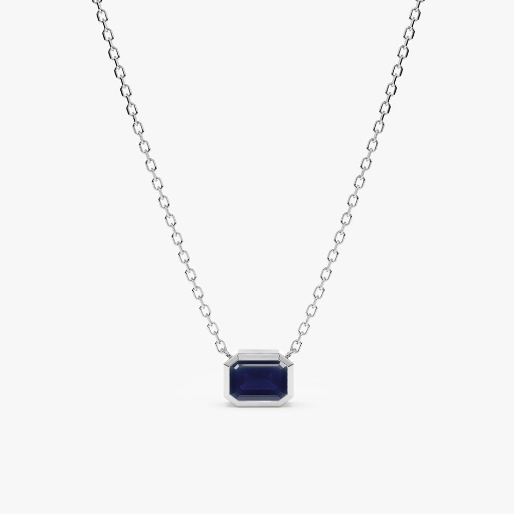 Solid Gold Dark Blue Sapphire Necklace (FB1BC8)