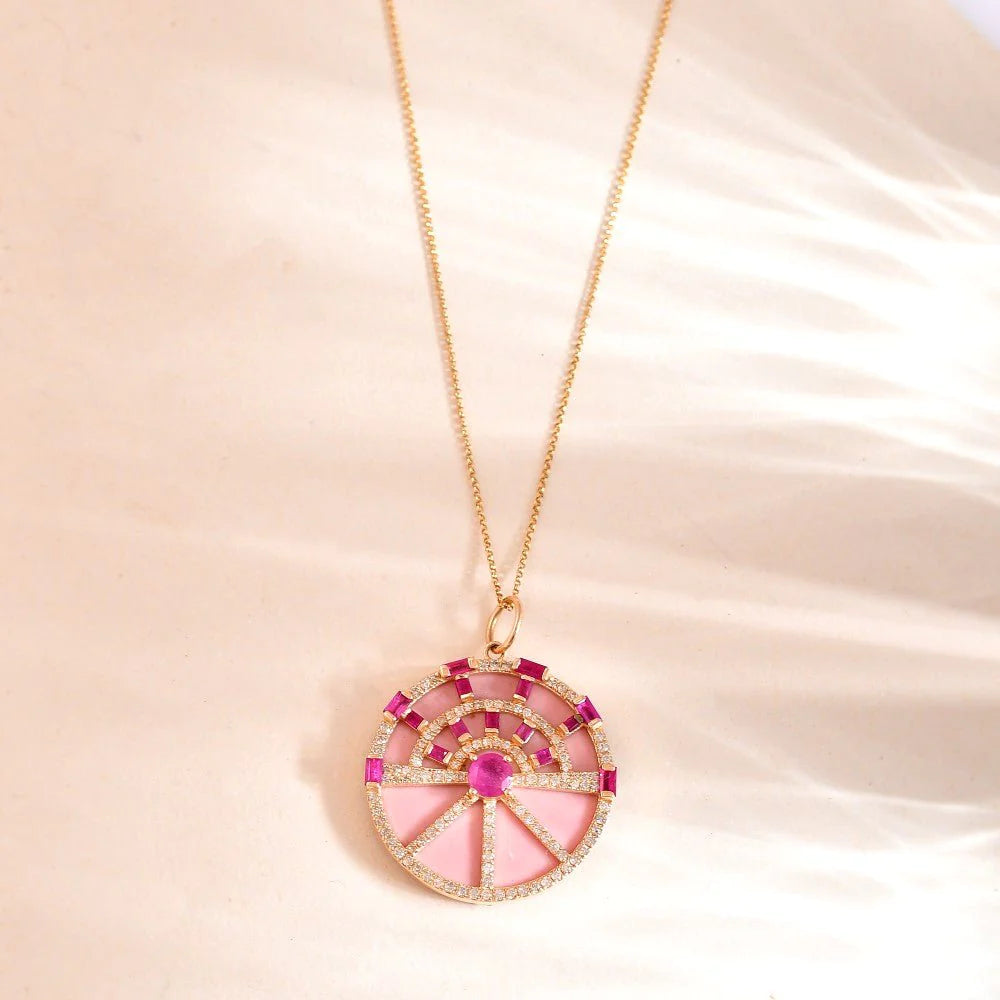 Solid Gold Ruby Diamon Charm