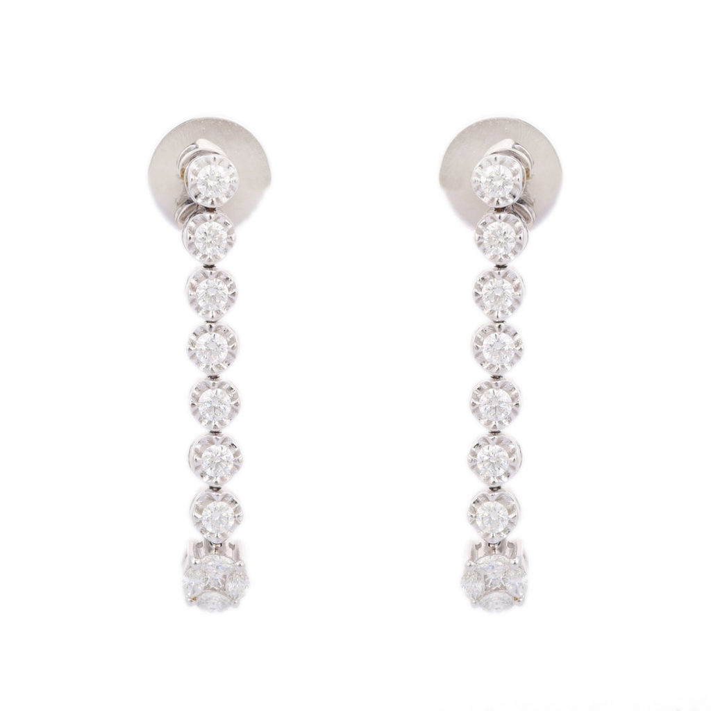 Solid Gold Dangle Diamond Earrings