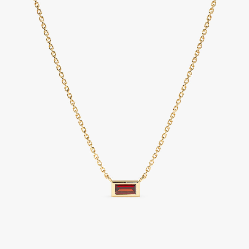 Solid Gold Dainty Garnet Necklace
