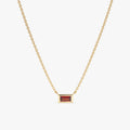 Solid Gold Dainty Garnet Necklace