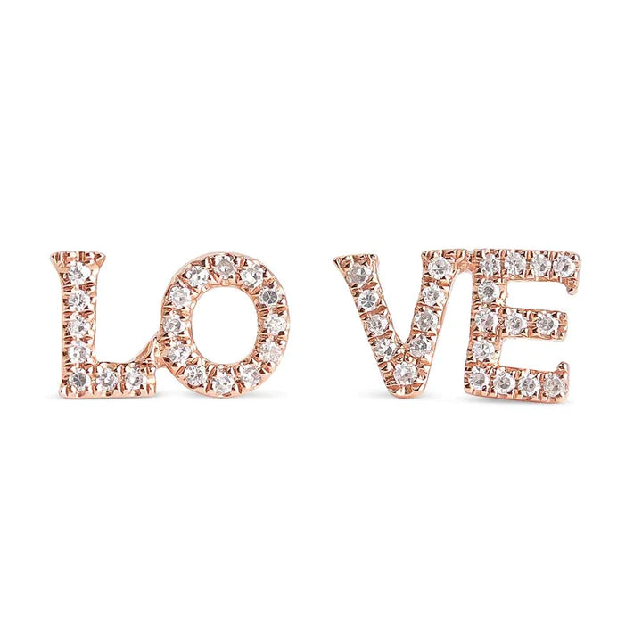 Solid Gold and Diamond LOVE Earrings