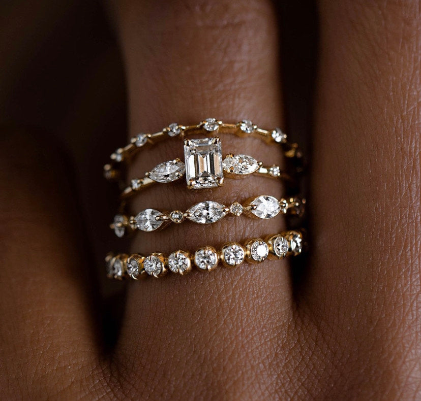14K Solid Gold Stackable Moissanite Ring