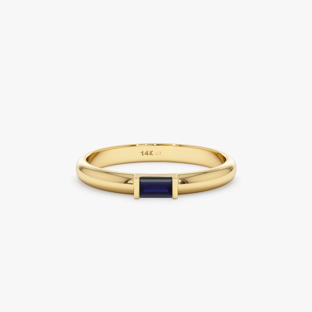 Solid Gold Baguette Sapphire Dome Ring (EB61EB)
