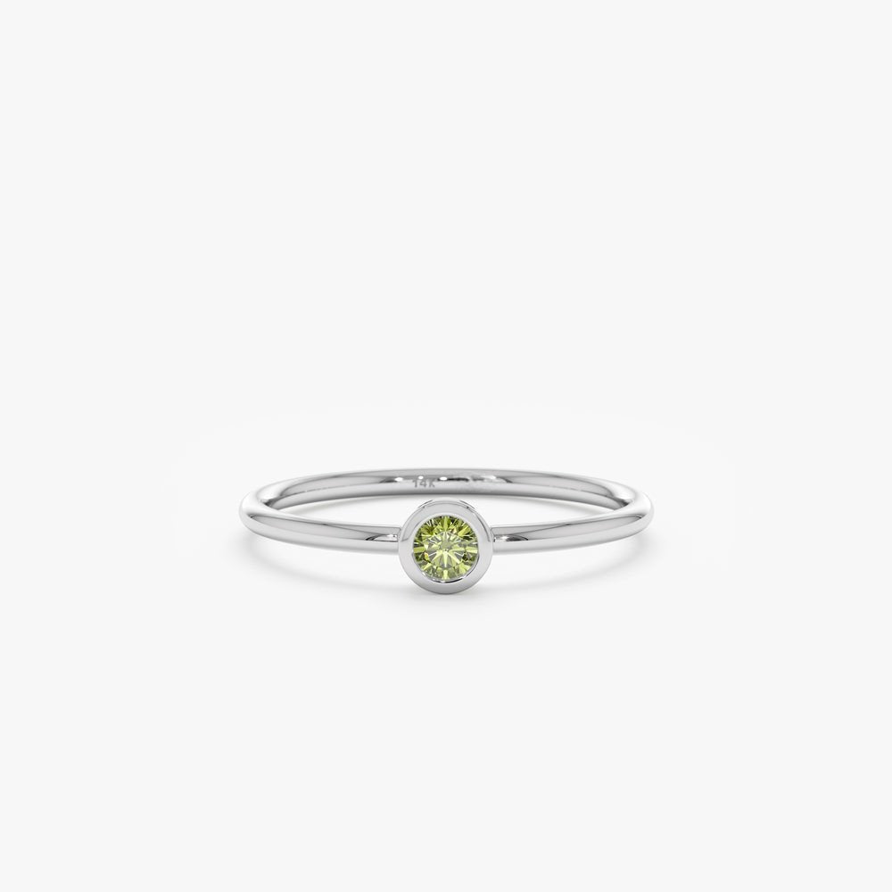 Solid Gold Natural Peridot Bezel Ring (84B64E)