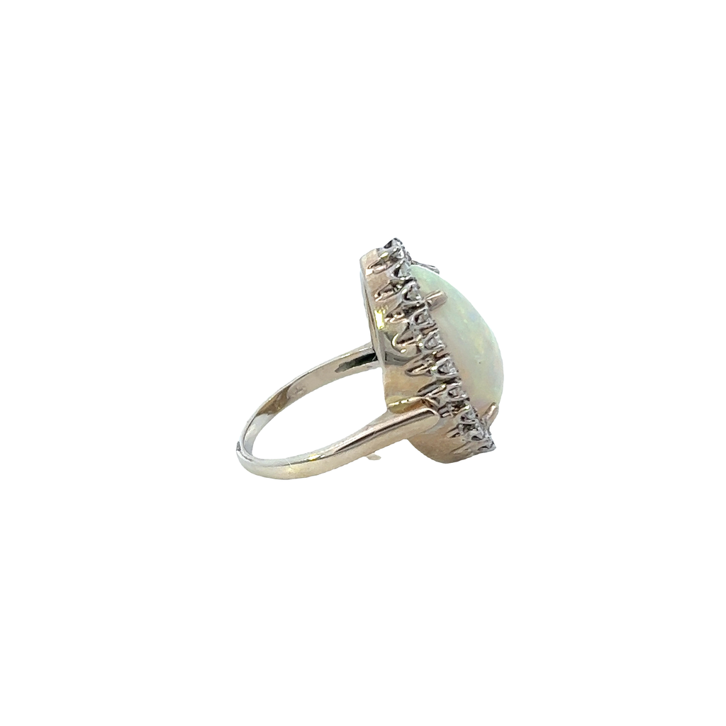 18K Solid Gold Opal Diamond Ring - Style B