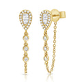 Solid Gold Inverted Illusion Pear Bezel Loop Earring