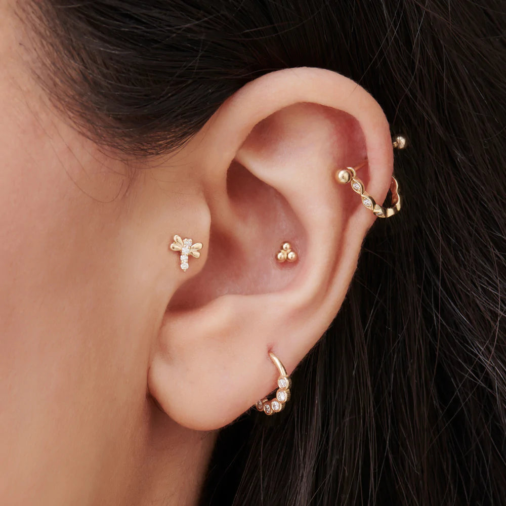 Solid Gold Lab-Grown Diamond Bee Helix Piercing