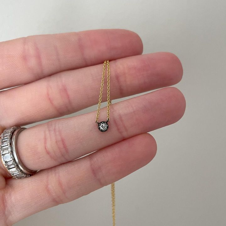 Solid Gold Old Mine Cut Solitaire Necklace