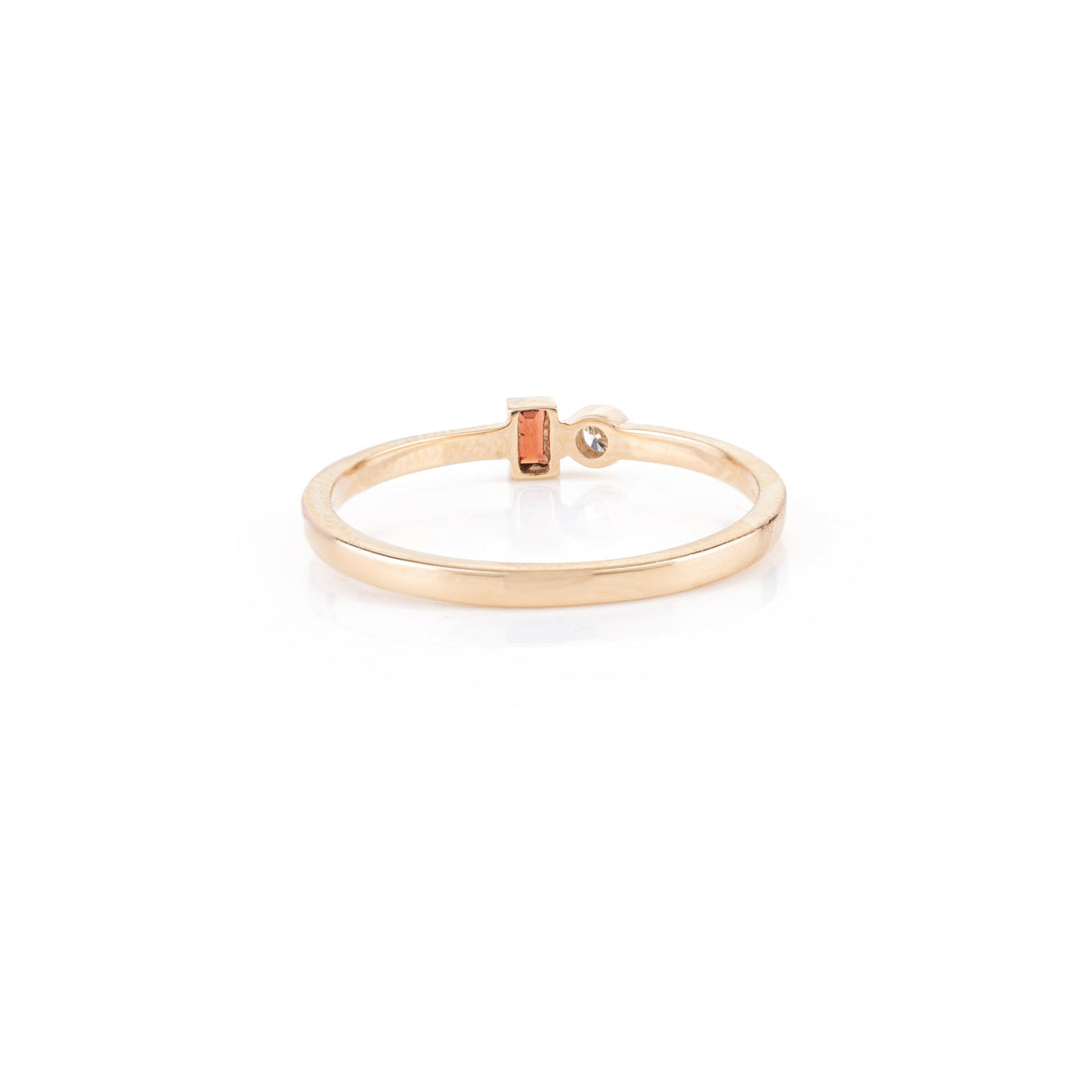 Solid Gold Garnet Diamond Dainty Toi Et Moi Ring