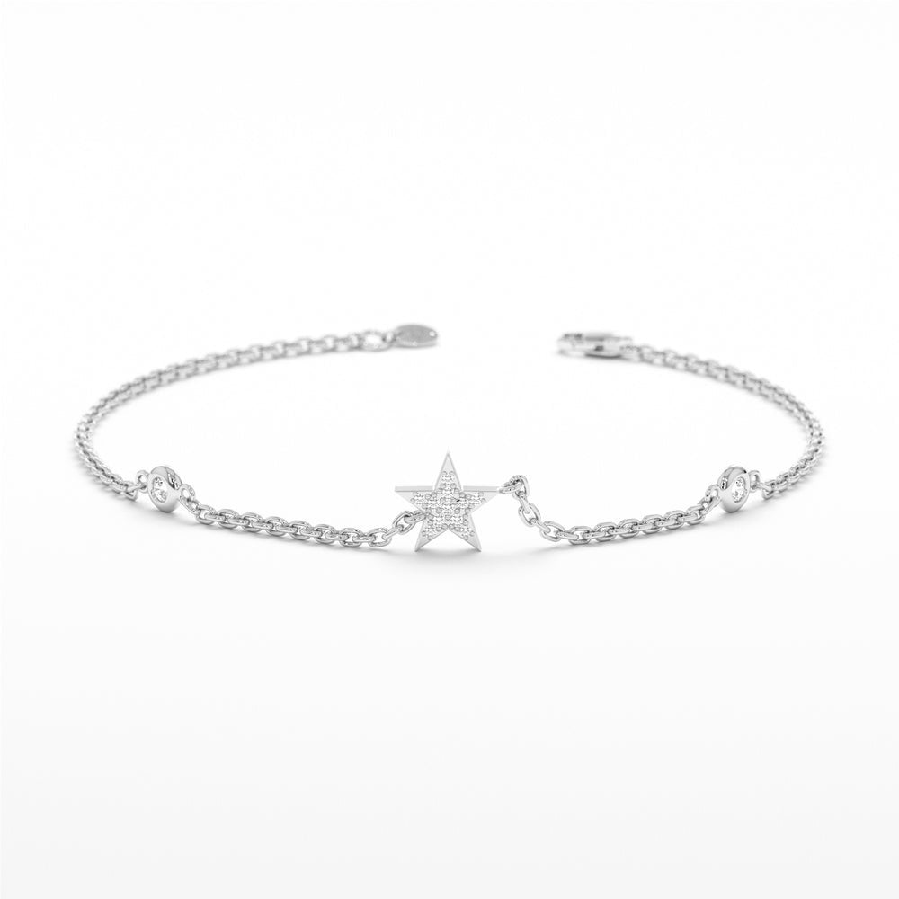 Solid Gold Diamond Star Bracelet