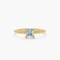 Solid Gold Aquamarine Square Ring (475A60)