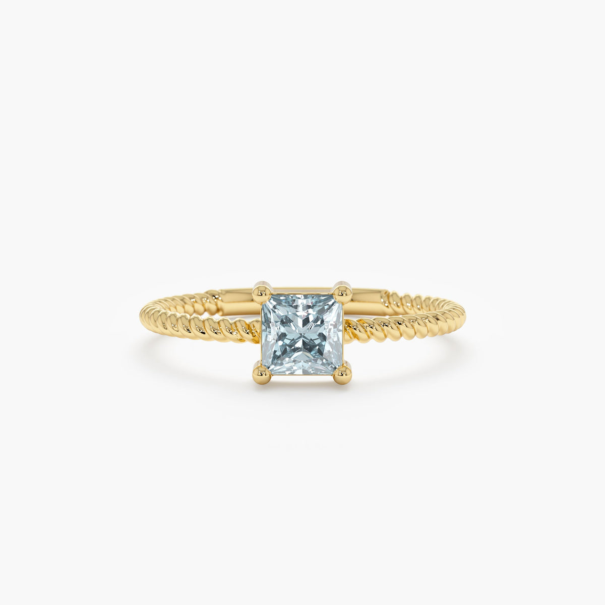 Solid Gold Aquamarine Square Ring (475A60)