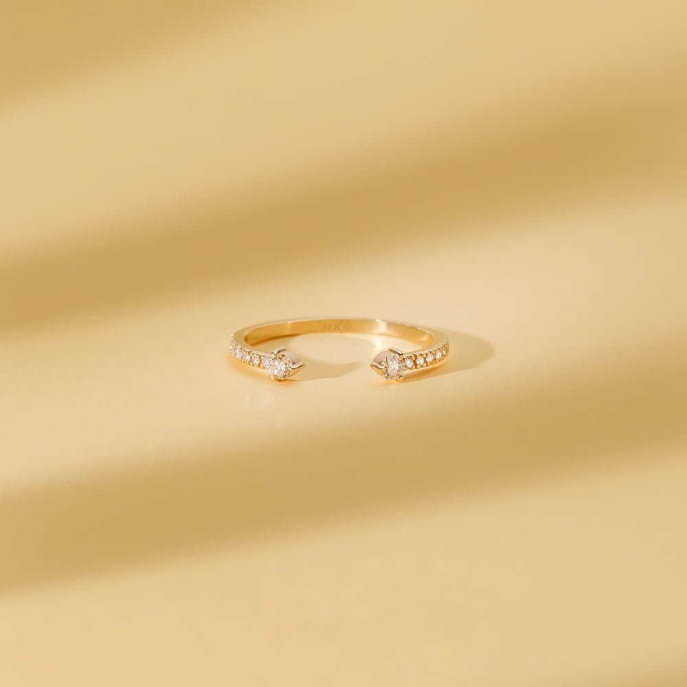 Solid Gold Natural Diamond Open Ring (02ABD7)