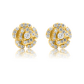 Solid Gold Diamond Rose Earring Stud