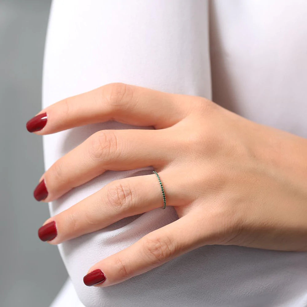 Solid Gold Round Emerald Eternity Band