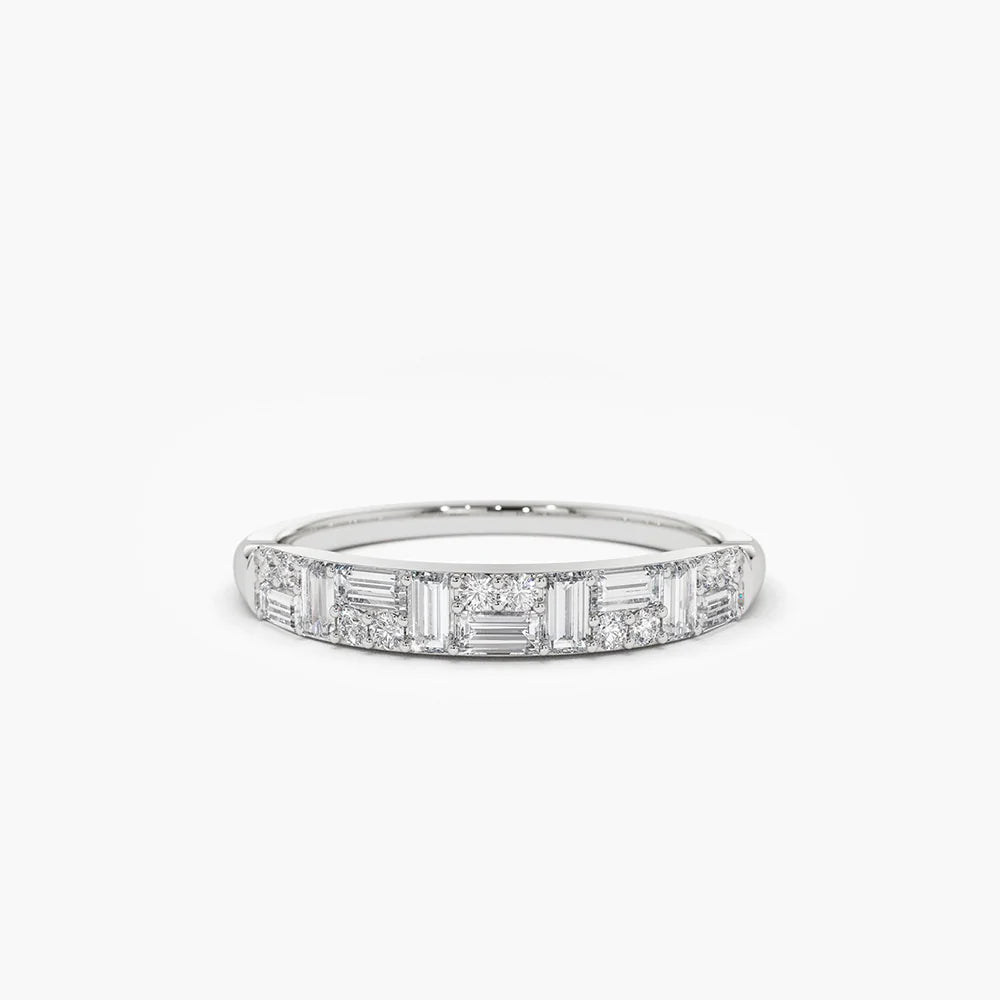Solid Gold Baguette Diamond Stacking Ring