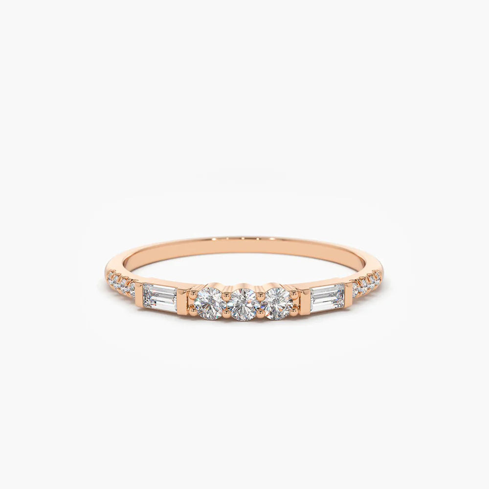 Solid Gold Three Diamond Equilibrium Ring