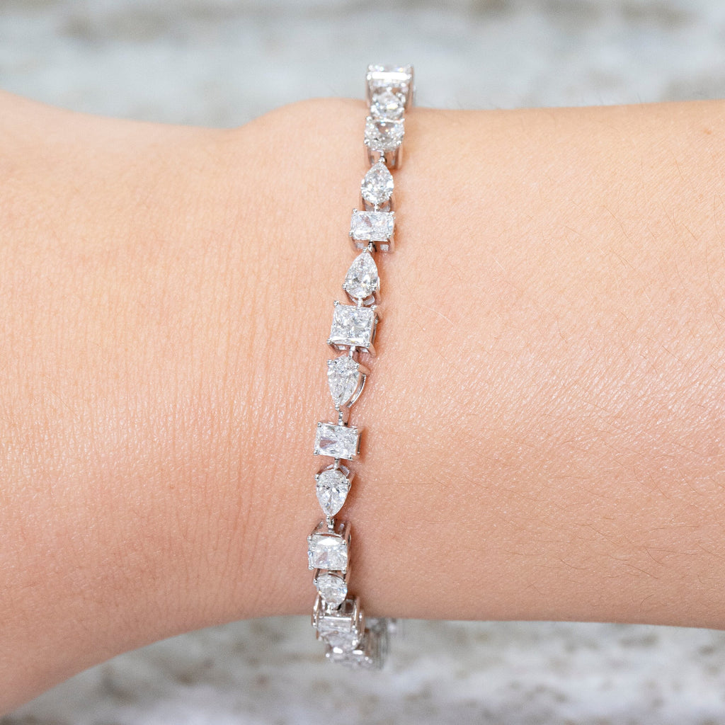 18K Solid Gold Lab Grown Multi Shape Bracelet - Style B