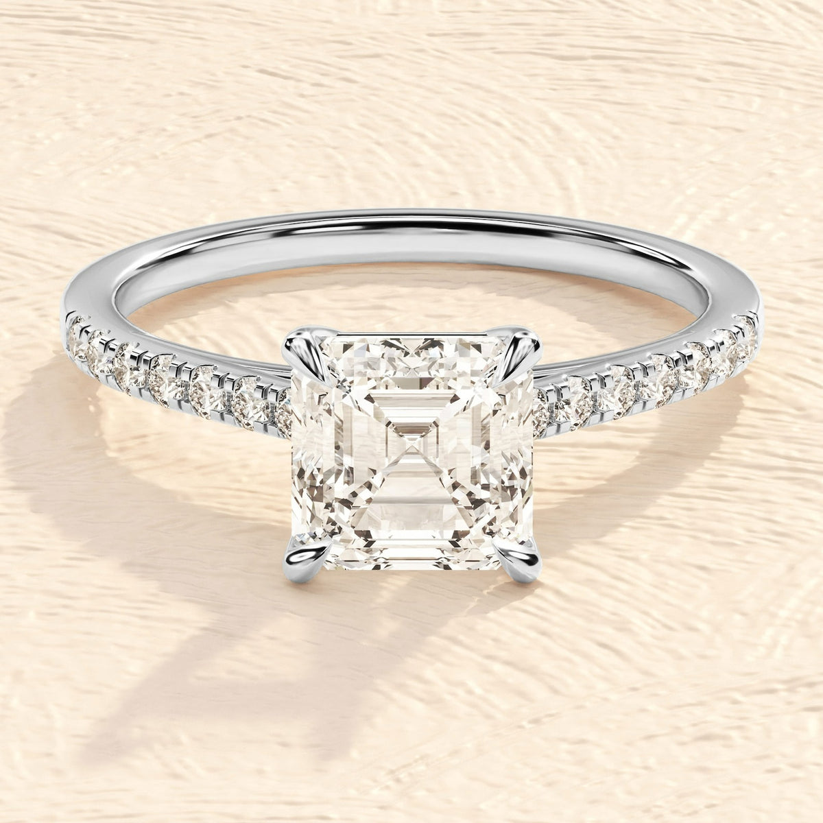 Solid Gold Cushion Cut Lab Grown Diamond 3ct multi Diamond Ring