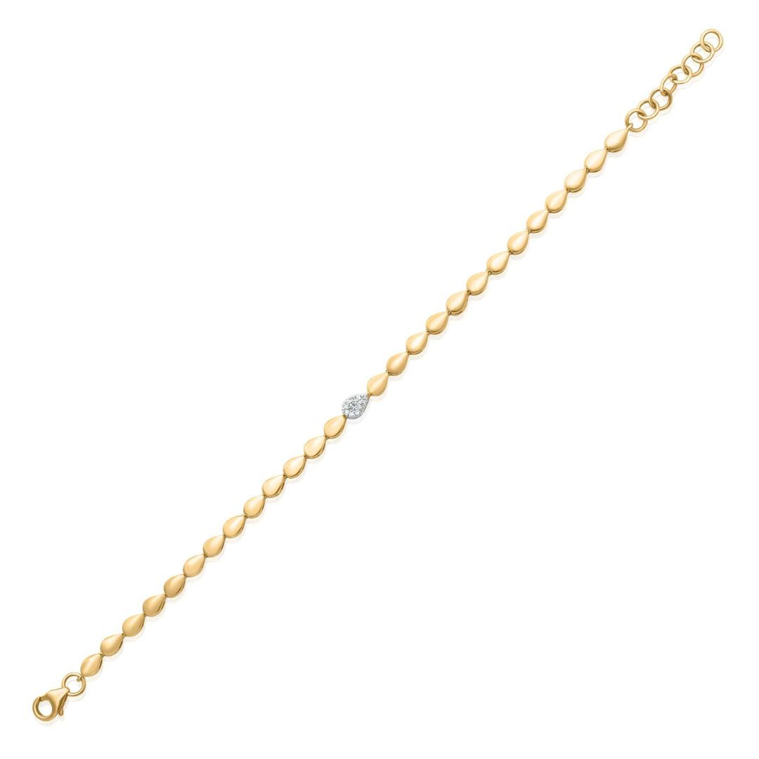 Solid Gold Pave Diamond Pear Bracelet