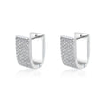 18K Solid Gold Pave Diamond Rectangle Hoop Earring - Style A