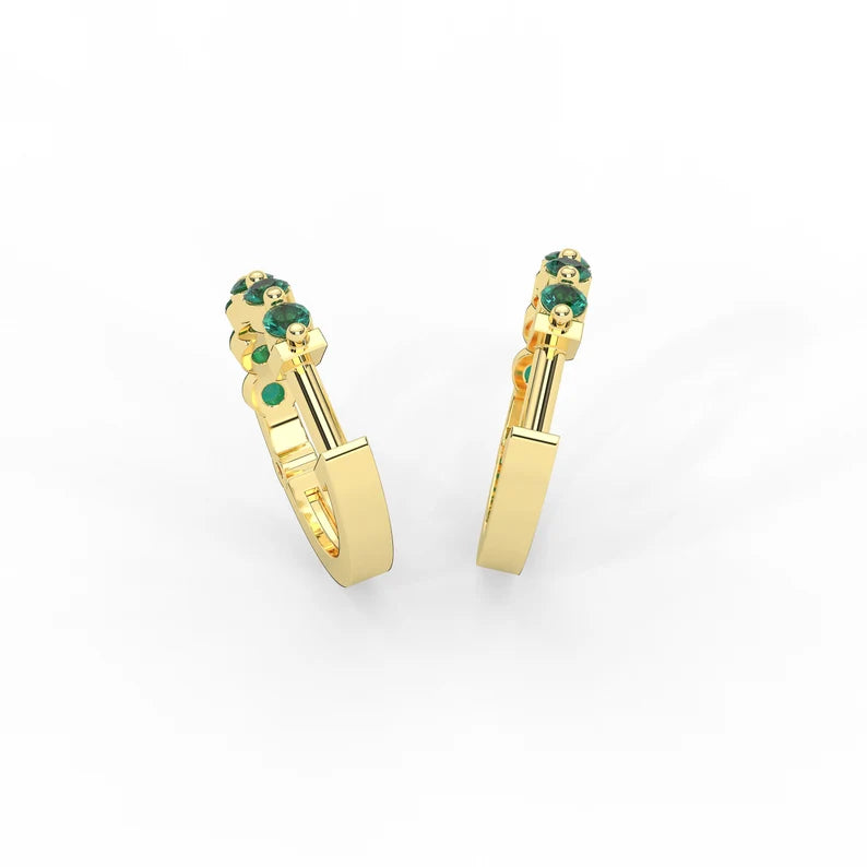Solid Gold Heggie Emerald Earrings