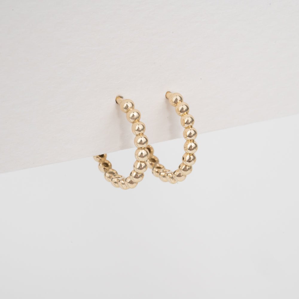 Solid Gold Beaded Huggies