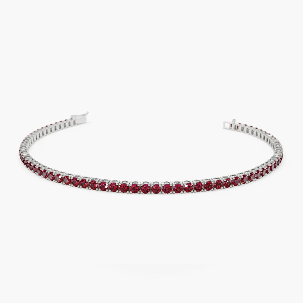 Solid Gold Prong Setting Ruby Tennis Bracelet (DE9F51)