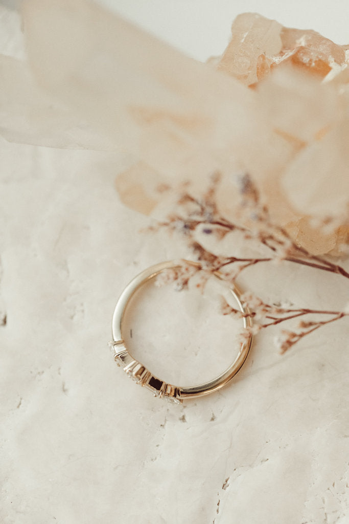 Solid Gold Marquise Baguette Ring