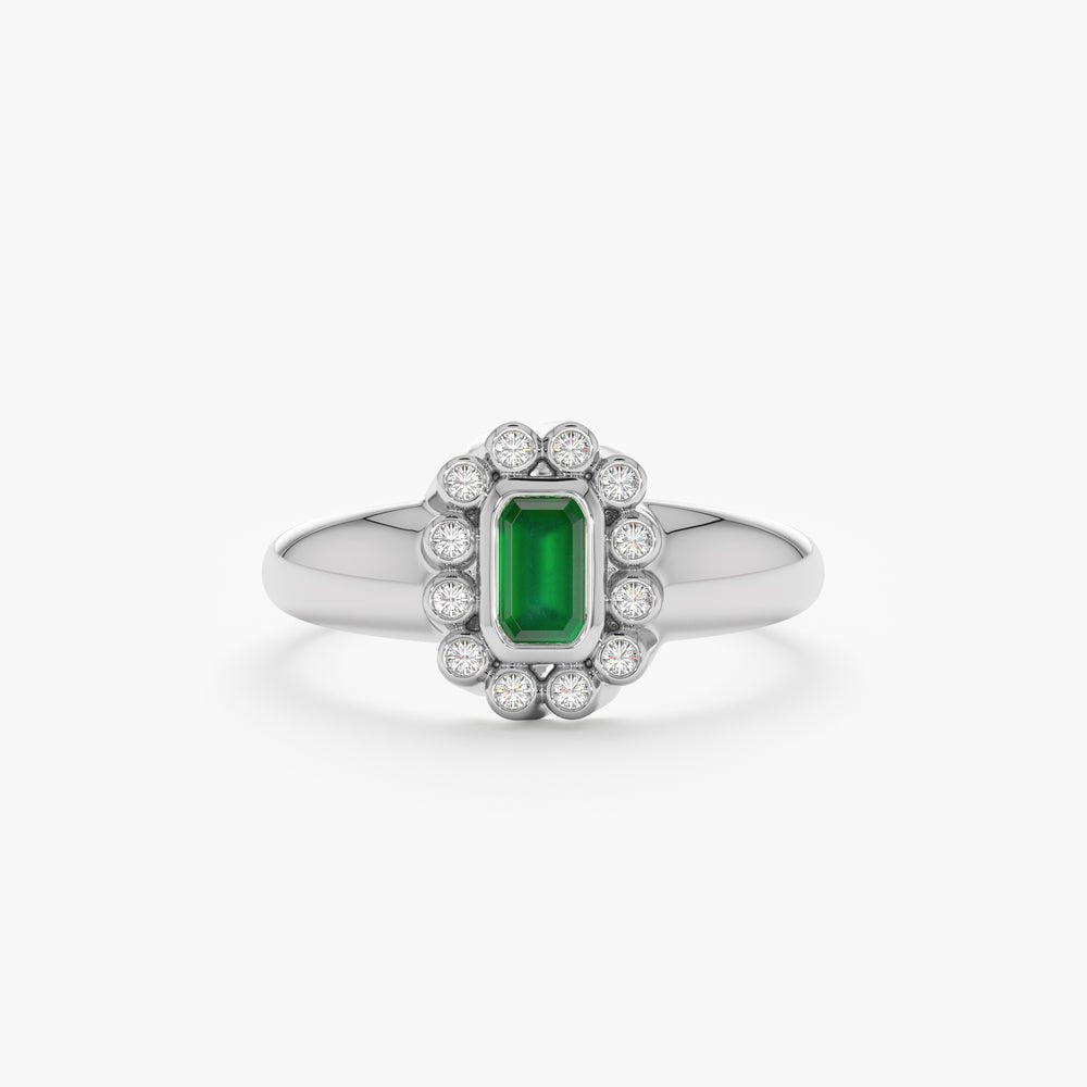 Solid Gold Emerald and Diamond Vintage Ring