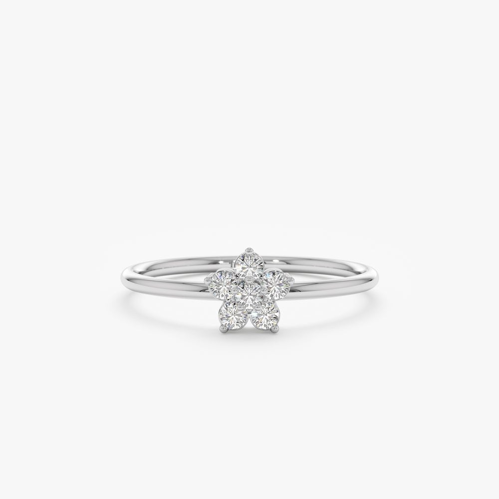 Solid Gold Diamond Flower Ring (ABBF13)