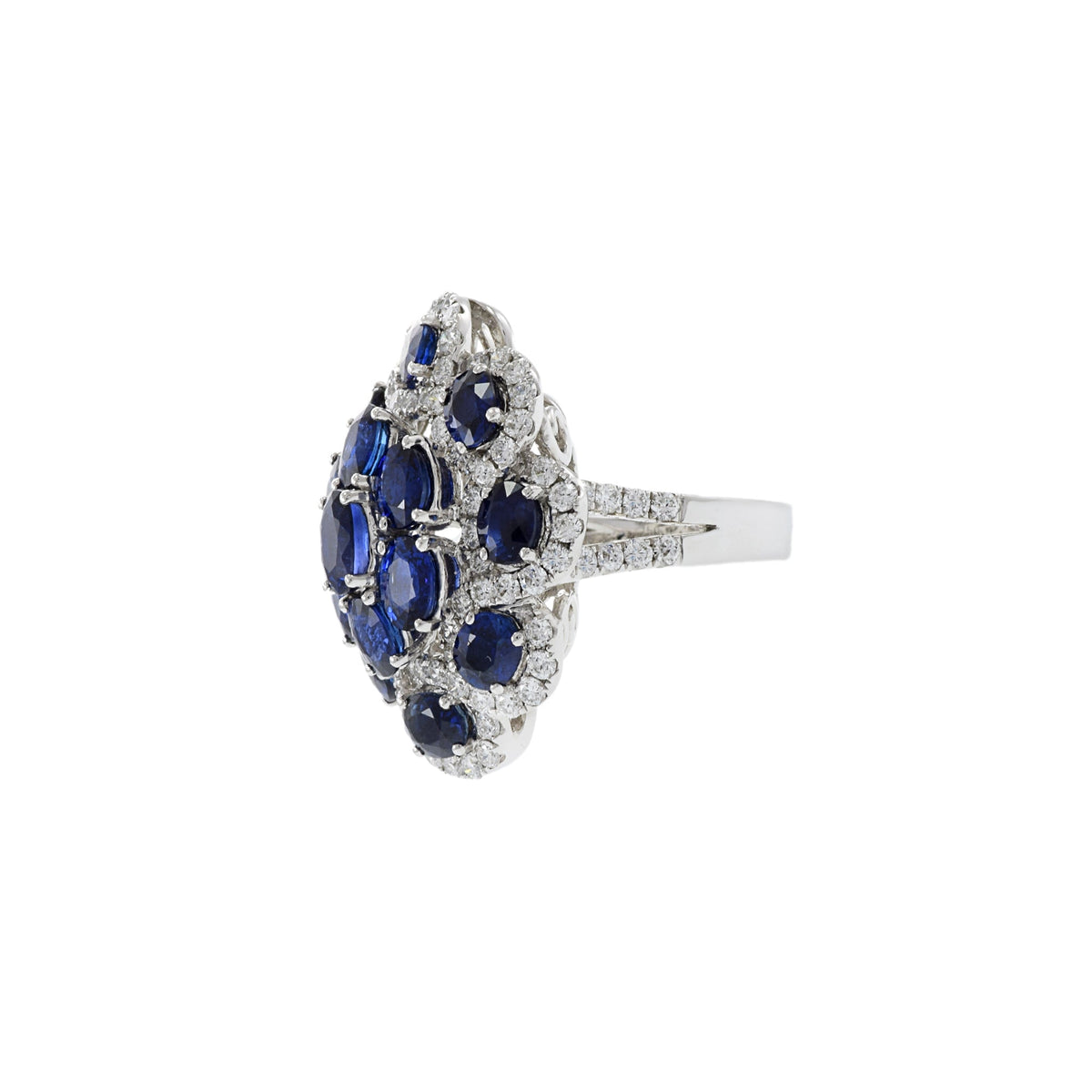 Solid Gold Sapphire And Diamond Cocktail Ring