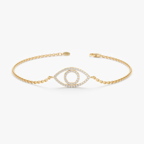 Solid Gold Diamond Eye Cutout Bracelet
