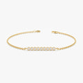 Solid Gold Bar Bracelet with Bezel Set Bubble Diamonds